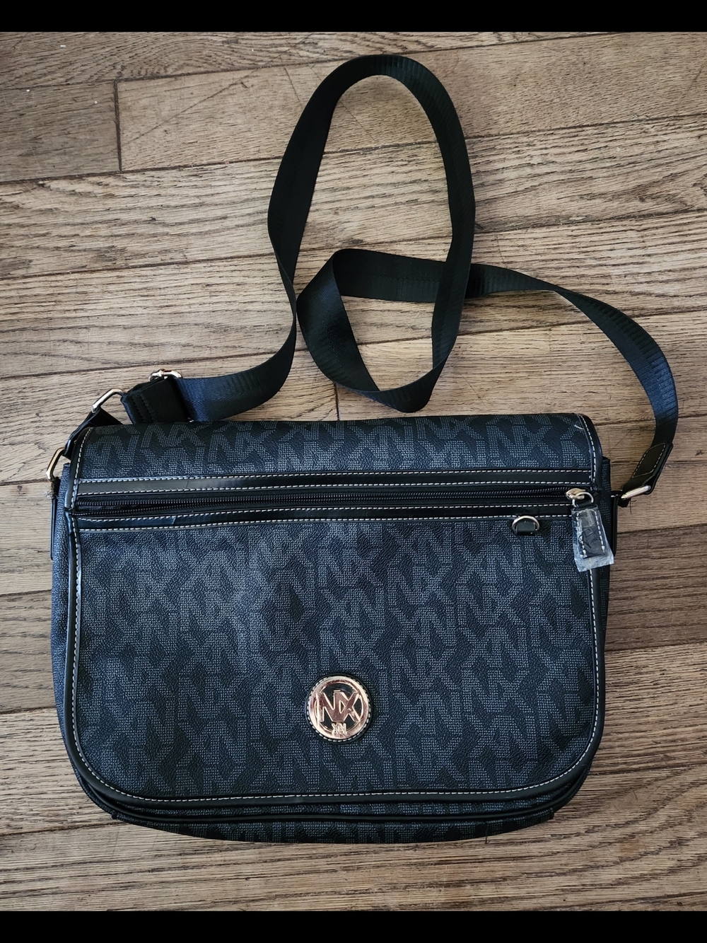 NX Black Logo Messenger Bag